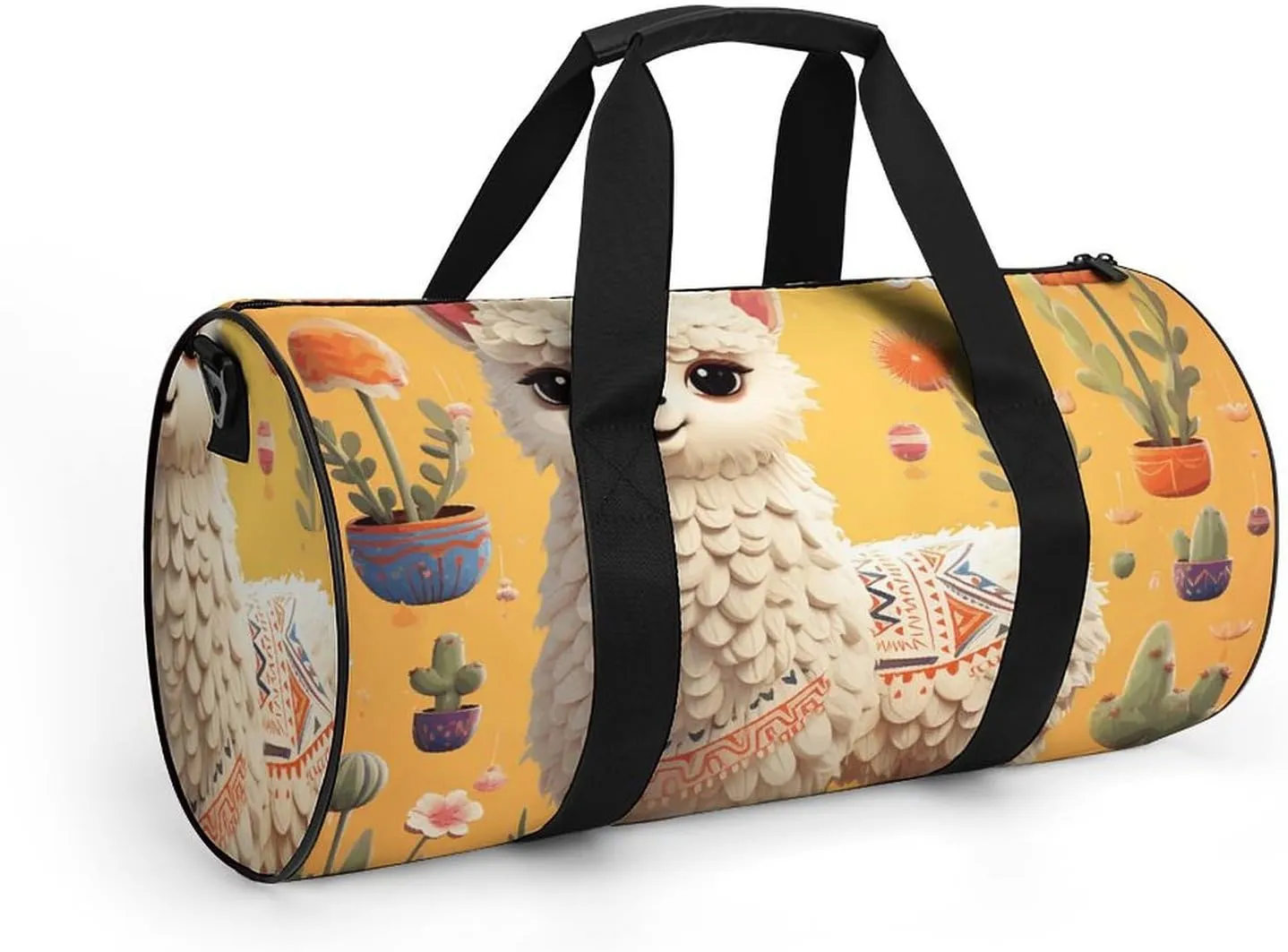 Gym Bag Cartoon Alpaca Duffel Bag for Men Women Overnight Bag with Shoe Compartment Workout Bags