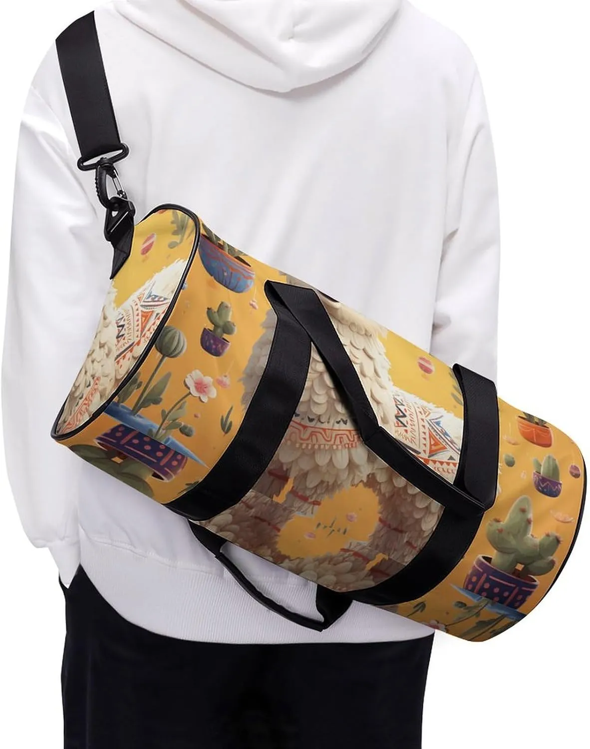 Gym Bag Cartoon Alpaca Duffel Bag for Men Women Overnight Bag with Shoe Compartment Workout Bags