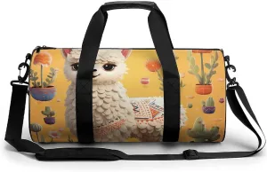 Gym Bag Cartoon Alpaca Duffel Bag for Men Women Overnight Bag with Shoe Compartment Workout Bags