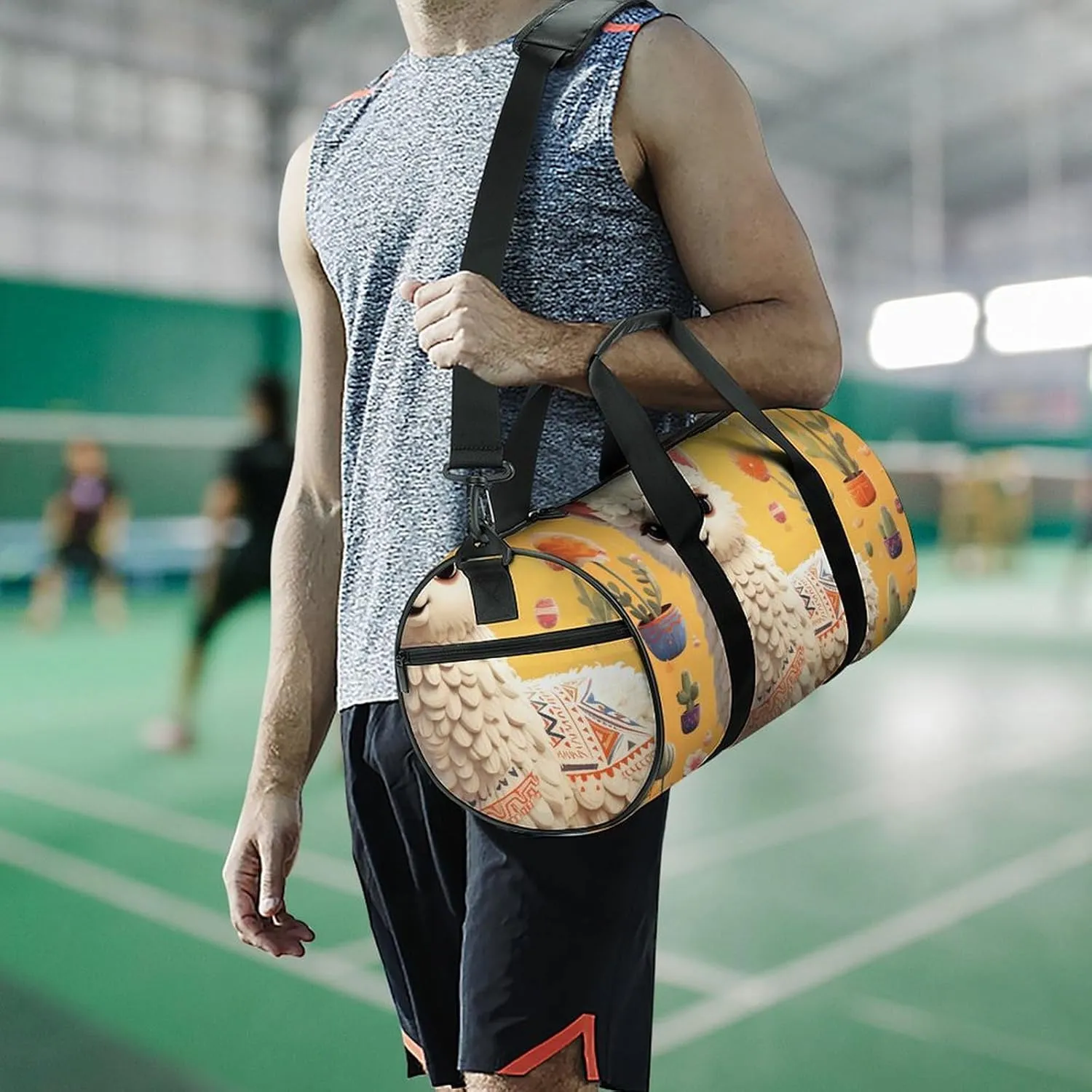 Gym Bag Cartoon Alpaca Duffel Bag for Men Women Overnight Bag with Shoe Compartment Workout Bags