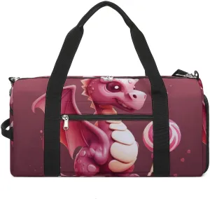 Gym Bag Cute Dragon Duffel Bag for Men Women Travel Overnight Bag with Shoe Compartment Workout Bags
