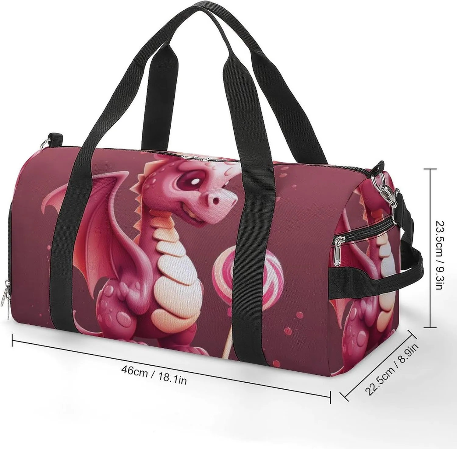 Gym Bag Cute Dragon Duffel Bag for Men Women Travel Overnight Bag with Shoe Compartment Workout Bags