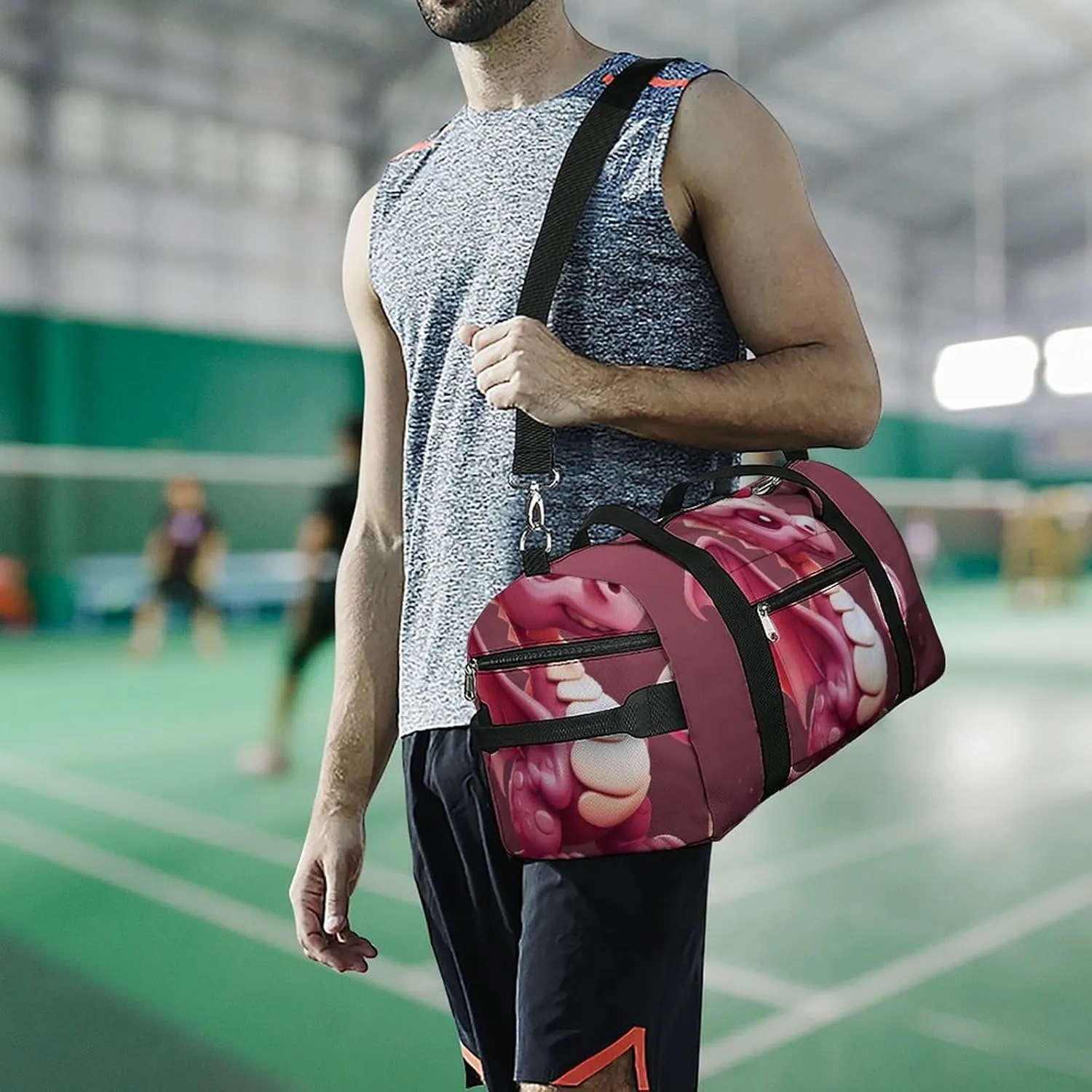 Gym Bag Cute Dragon Duffel Bag for Men Women Travel Overnight Bag with Shoe Compartment Workout Bags