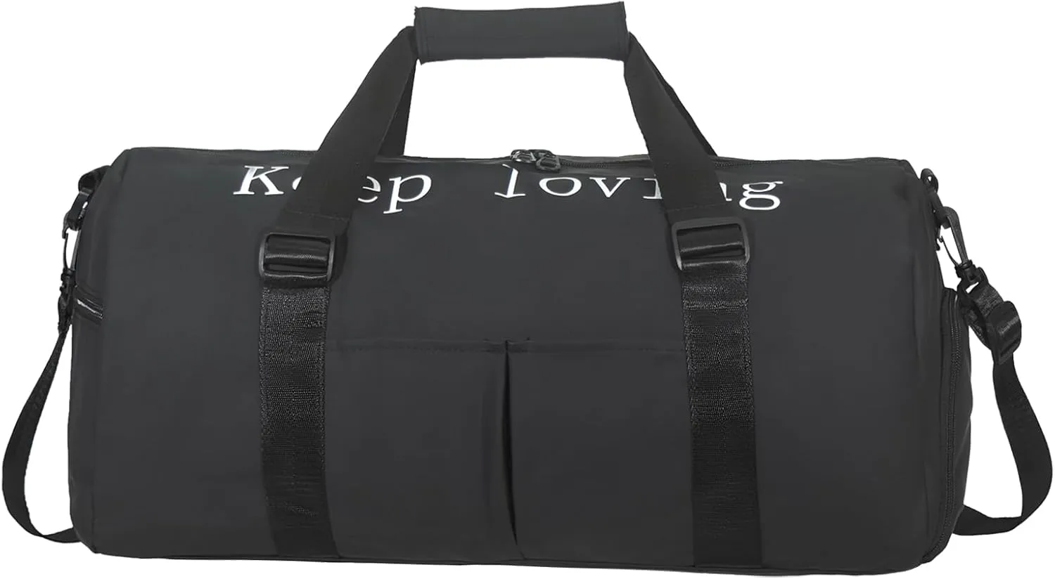Gym Bag for Unisex with Shoe Compartment & Wet Pocket - Waterproof Nylon Duffle Bag for Fitness, Travel and Sports (BLACK)