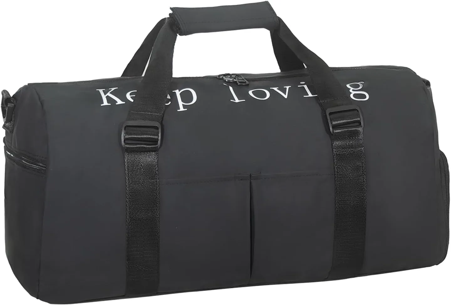 Gym Bag for Unisex with Shoe Compartment & Wet Pocket - Waterproof Nylon Duffle Bag for Fitness, Travel and Sports (BLACK)