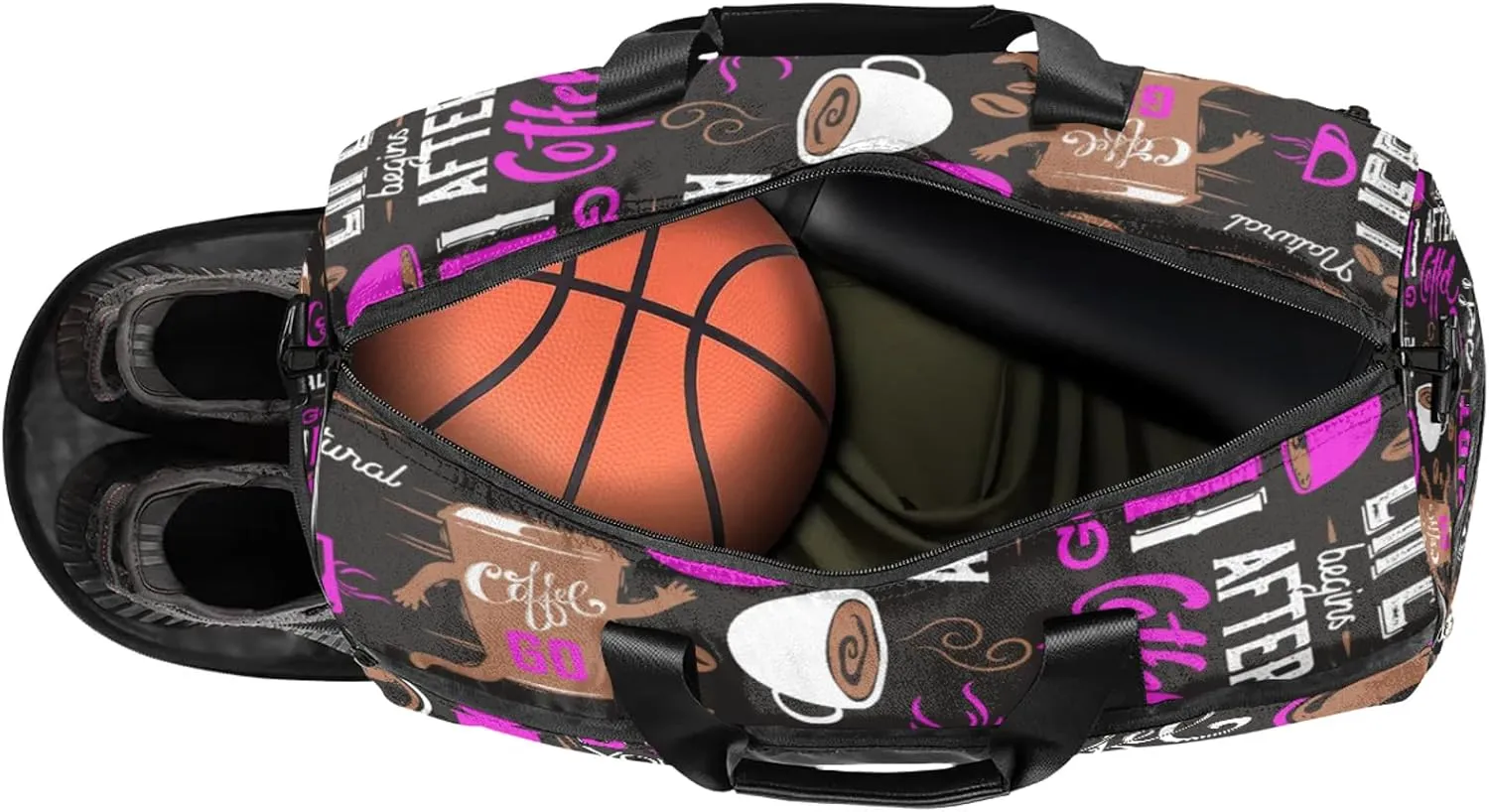 Gym Bag for Women Men Brown Purple Coffee Travel Duffle Bag with Shoe Compartment Waterproof Sports Tote Bags Large Overnight Weekender Bags for Travel Swimming Gym Yoga Dance