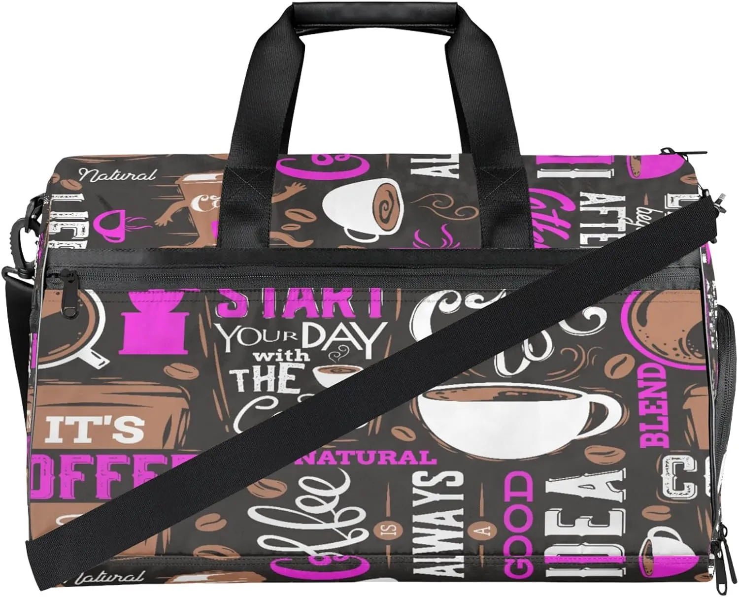 Gym Bag for Women Men Brown Purple Coffee Travel Duffle Bag with Shoe Compartment Waterproof Sports Tote Bags Large Overnight Weekender Bags for Travel Swimming Gym Yoga Dance