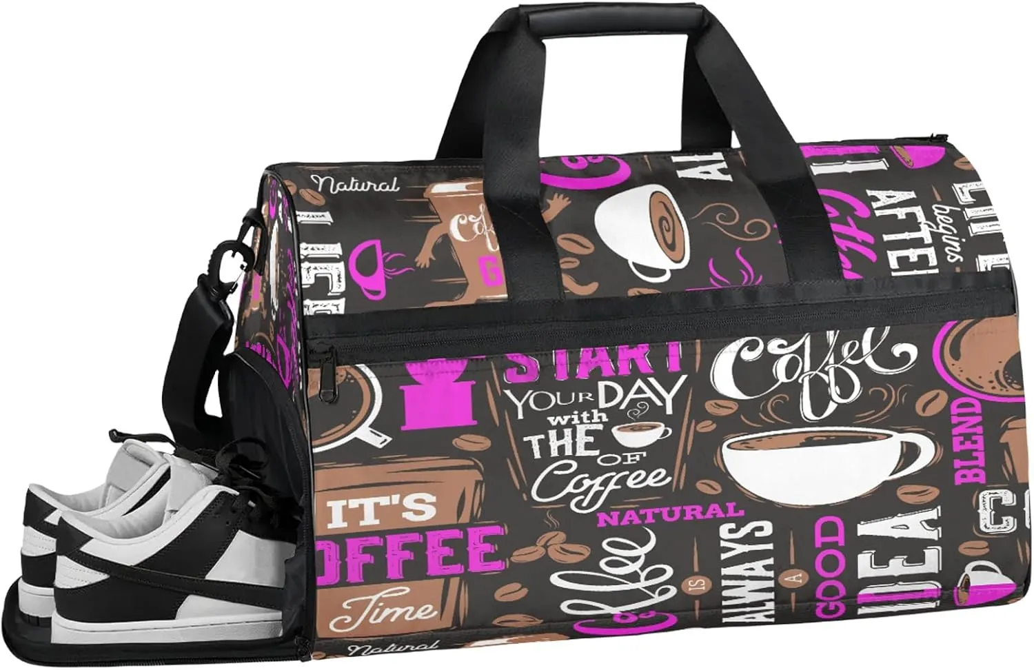 Gym Bag for Women Men Brown Purple Coffee Travel Duffle Bag with Shoe Compartment Waterproof Sports Tote Bags Large Overnight Weekender Bags for Travel Swimming Gym Yoga Dance