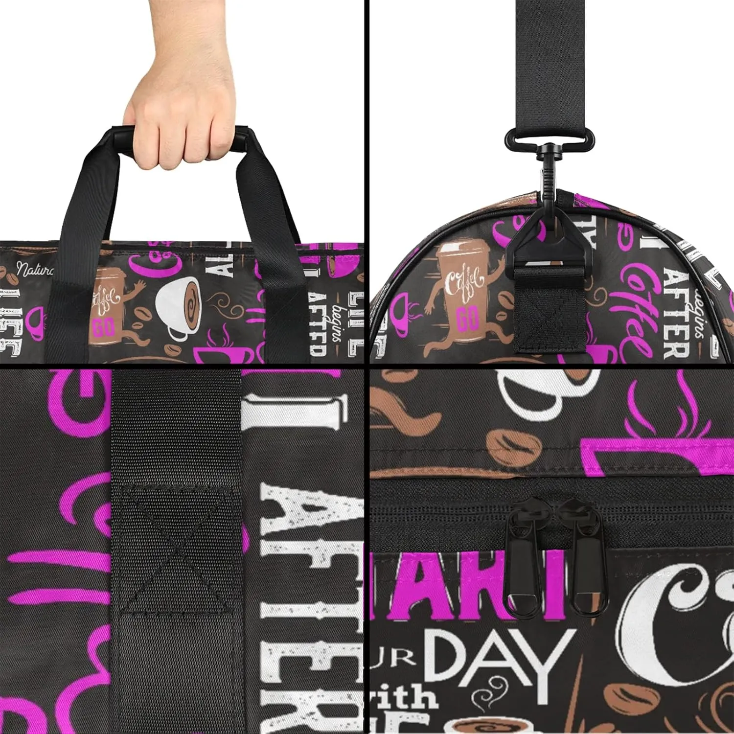 Gym Bag for Women Men Brown Purple Coffee Travel Duffle Bag with Shoe Compartment Waterproof Sports Tote Bags Large Overnight Weekender Bags for Travel Swimming Gym Yoga Dance