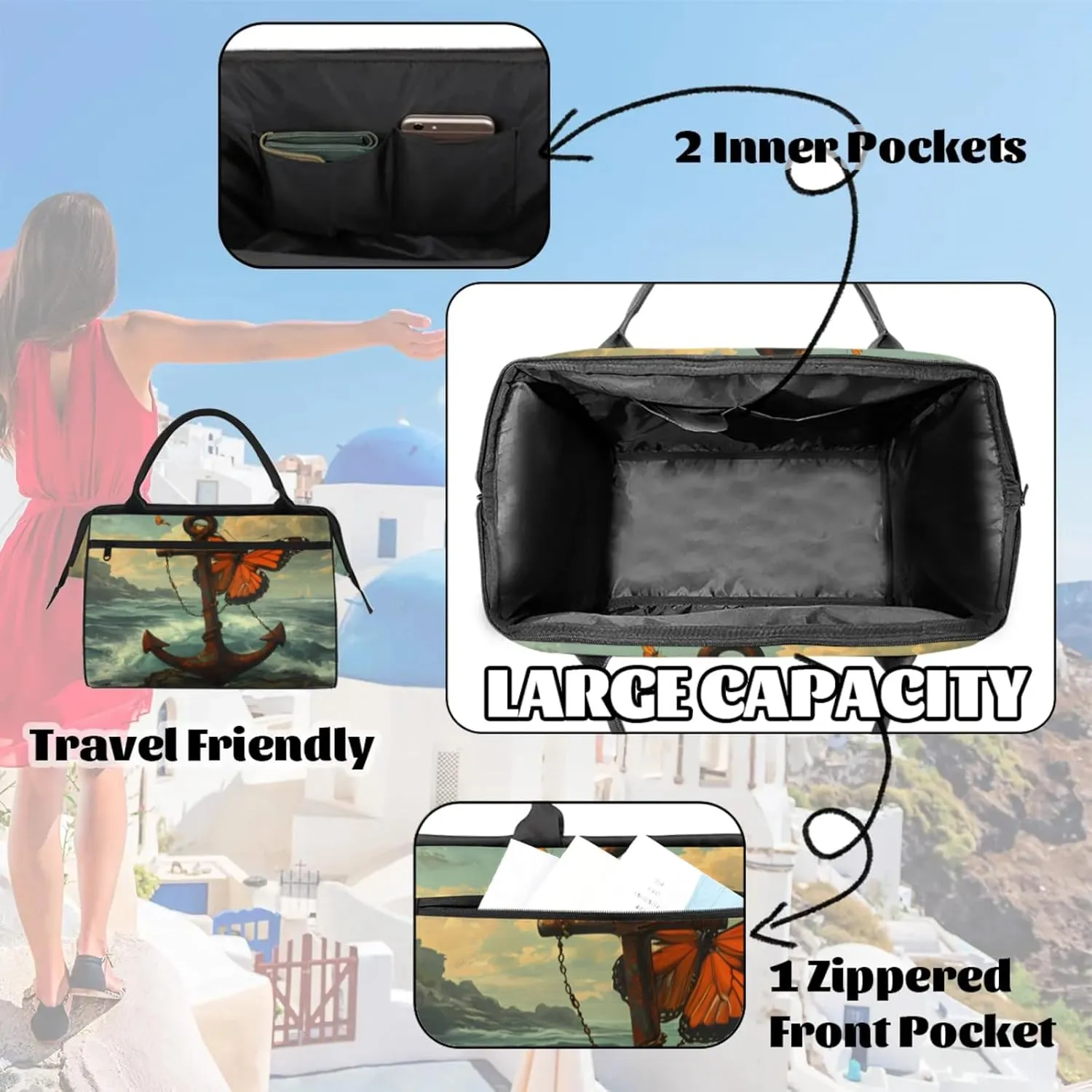 Gym Bag for Women Men, Travel Sports Duffel Bag with Trolley Sleeve, Gym Bag Weekender Overnight Bag Carry On Tote Bag