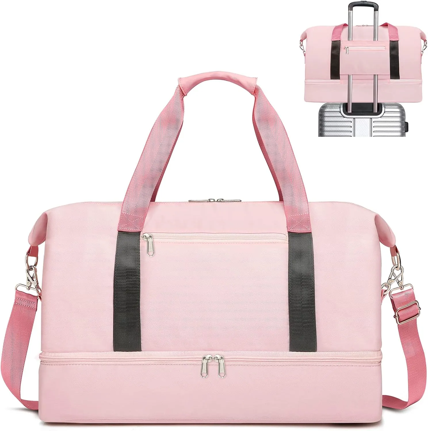 Gym Bag for Women with Shoe Compartment & Wet Pocket Sports Duffle Bag Cheap Yoga Bag Weekender Overnight Bag Clearance, Pink