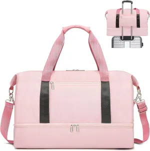 Gym Bag for Women with Shoe Compartment & Wet Pocket Sports Duffle Bag Cheap Yoga Bag Weekender Overnight Bag Clearance, Pink