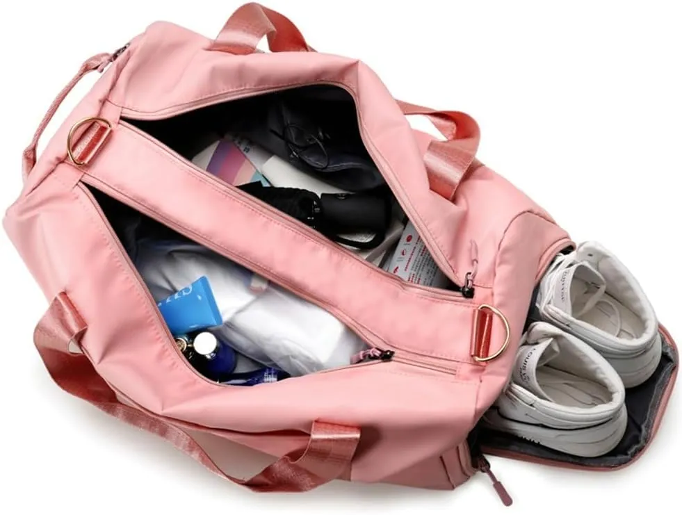 Gym Bag for Women with Wet Pocket & Shoes Compartment Waterproof Shoulder Weekender Bag Swim Sports Travel Gym Bag