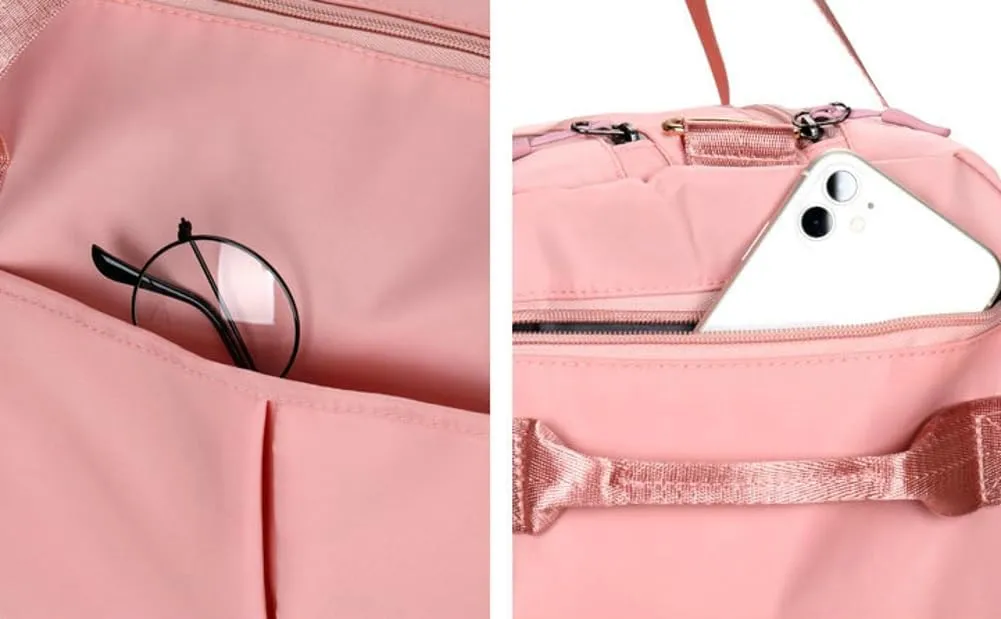 Gym Bag for Women with Wet Pocket & Shoes Compartment Waterproof Shoulder Weekender Bag Swim Sports Travel Gym Bag