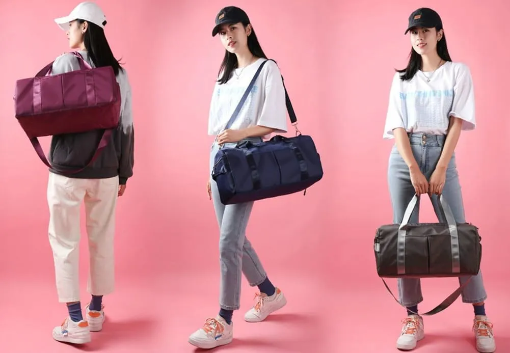 Gym Bag for Women with Wet Pocket & Shoes Compartment Waterproof Shoulder Weekender Bag Swim Sports Travel Gym Bag