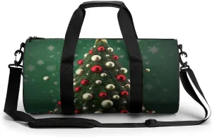 Gym Bag Round Ball Christmas Tree Duffel Bag for Men Women Overnight Bag with Shoe Compartment Workout Bags