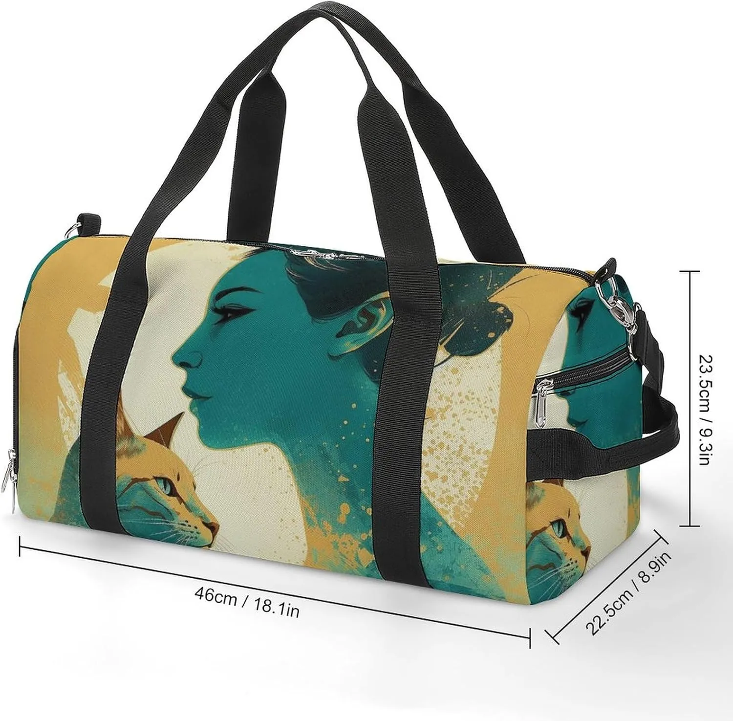 Gym Bag Silhouette of A Cat Duffel Bag for Men Women Travel Overnight Bag with Shoe Compartment Workout Bags