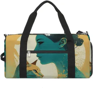 Gym Bag Silhouette of A Cat Duffel Bag for Men Women Travel Overnight Bag with Shoe Compartment Workout Bags