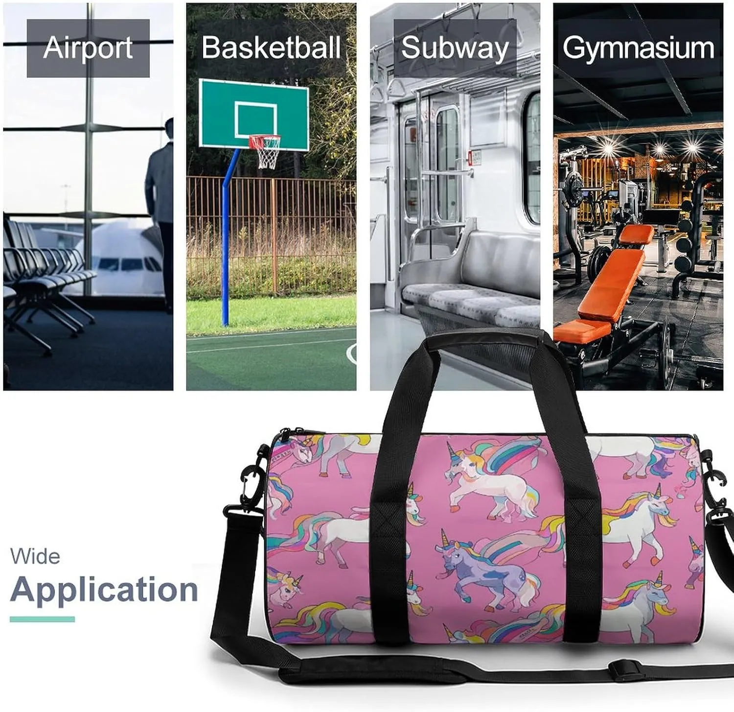 Gym Bags Small Many Horse Duffel Bag Overnight Bag with Shoe Compartment Carryon Bag for Men Women