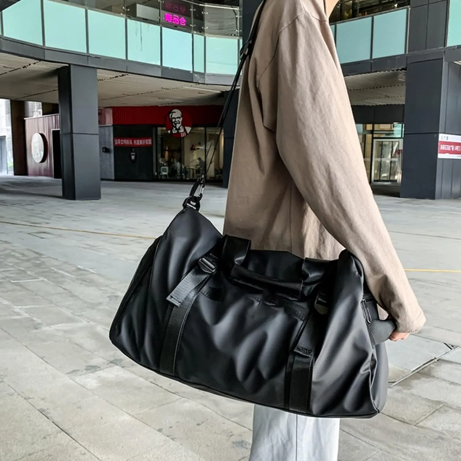 Gym Sport Men Waterproof Oxford Handbag Big Travel Luggage Duffel For Women Sports Bag With Shoe Compartment (Green)
