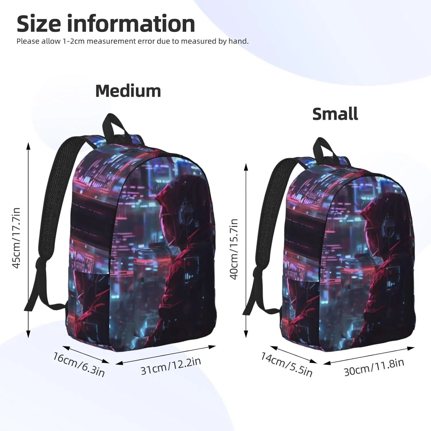 Hacker Era Print Vintage Canvas Backpack,Travel Bag,Stylish And Lightweight With Multiple Pockets