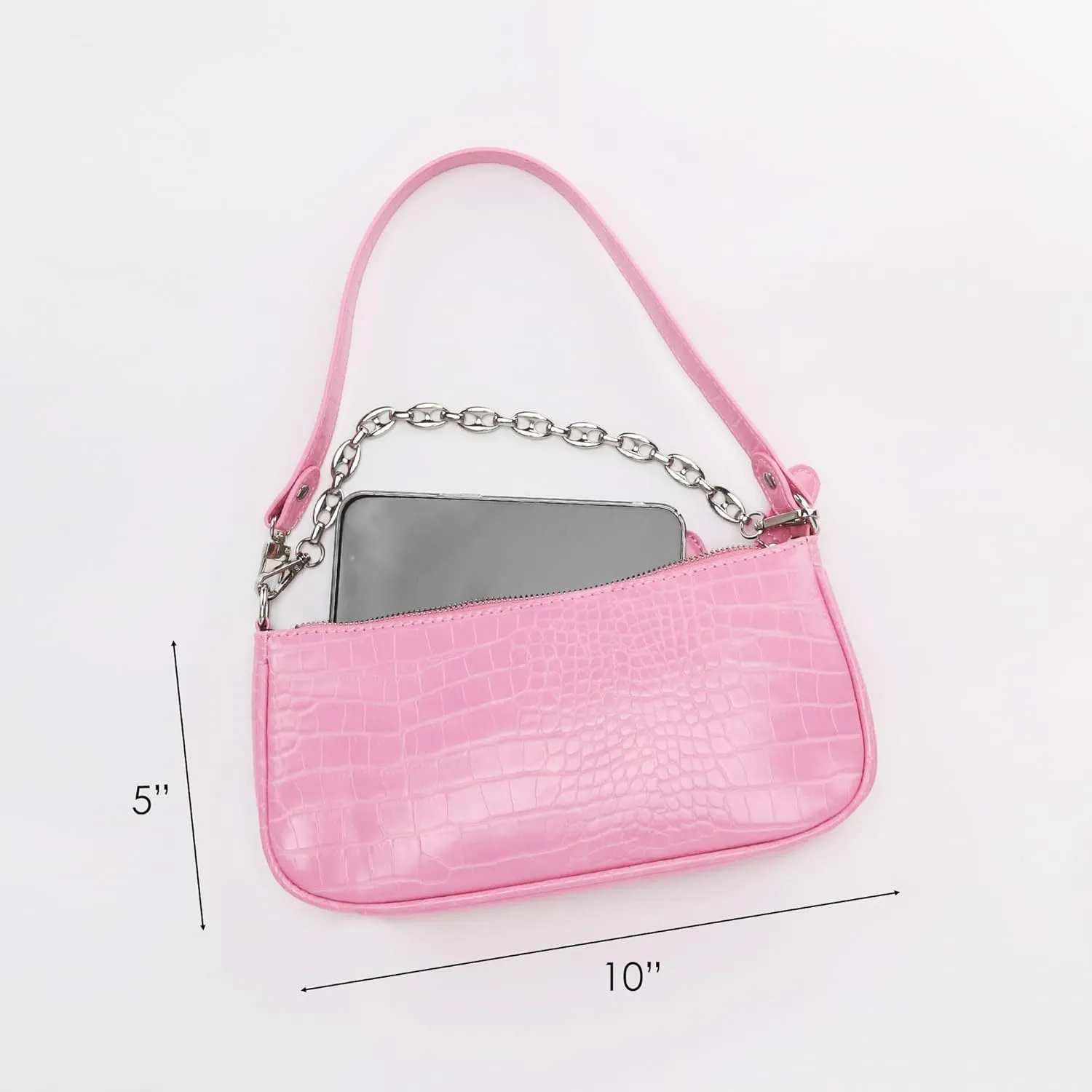 Handbag with Chain Strap Faux Leather Classic Clutch Bag Small Shoulder Purse、