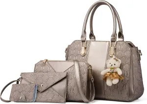 Handbags for women Women's Fashion Handbags Tote Bags Shoulder Bag Top Handle Satchel Purse Set 4pcs