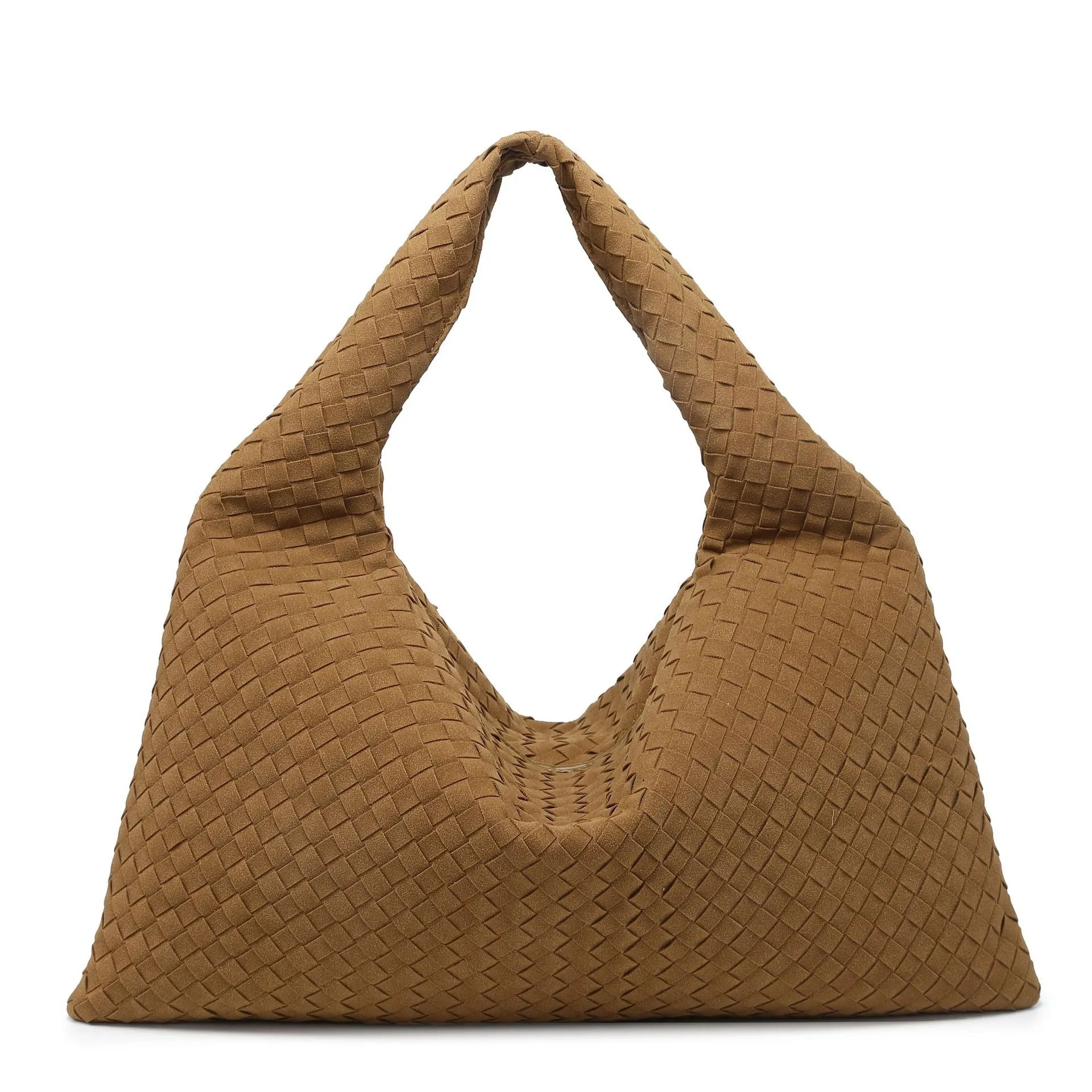 Handmade Suede Woven Solid Color Large Capacity Shoulder Bag Bag Women Simple Casual