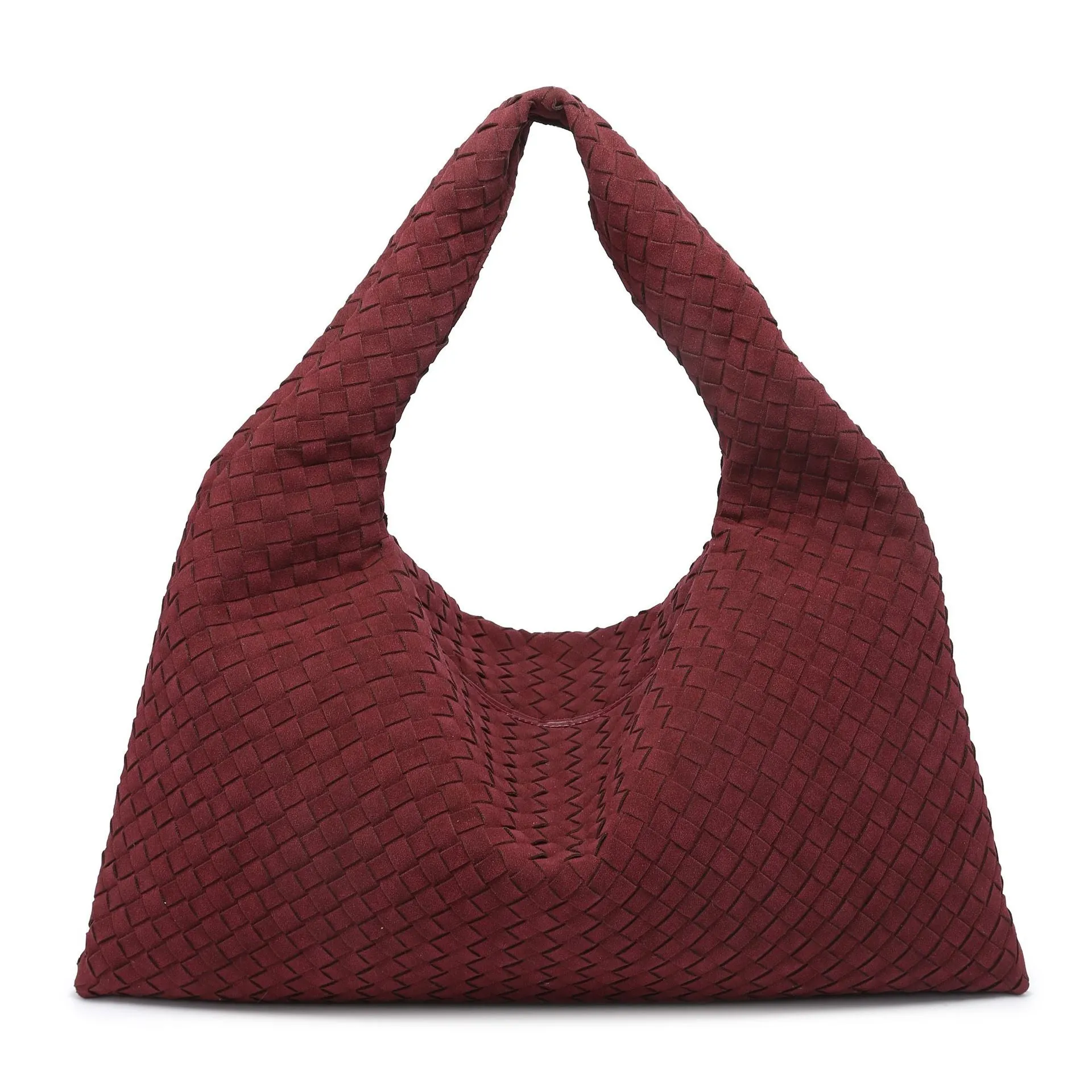 Handmade Suede Woven Solid Color Large Capacity Shoulder Bag Bag Women Simple Casual