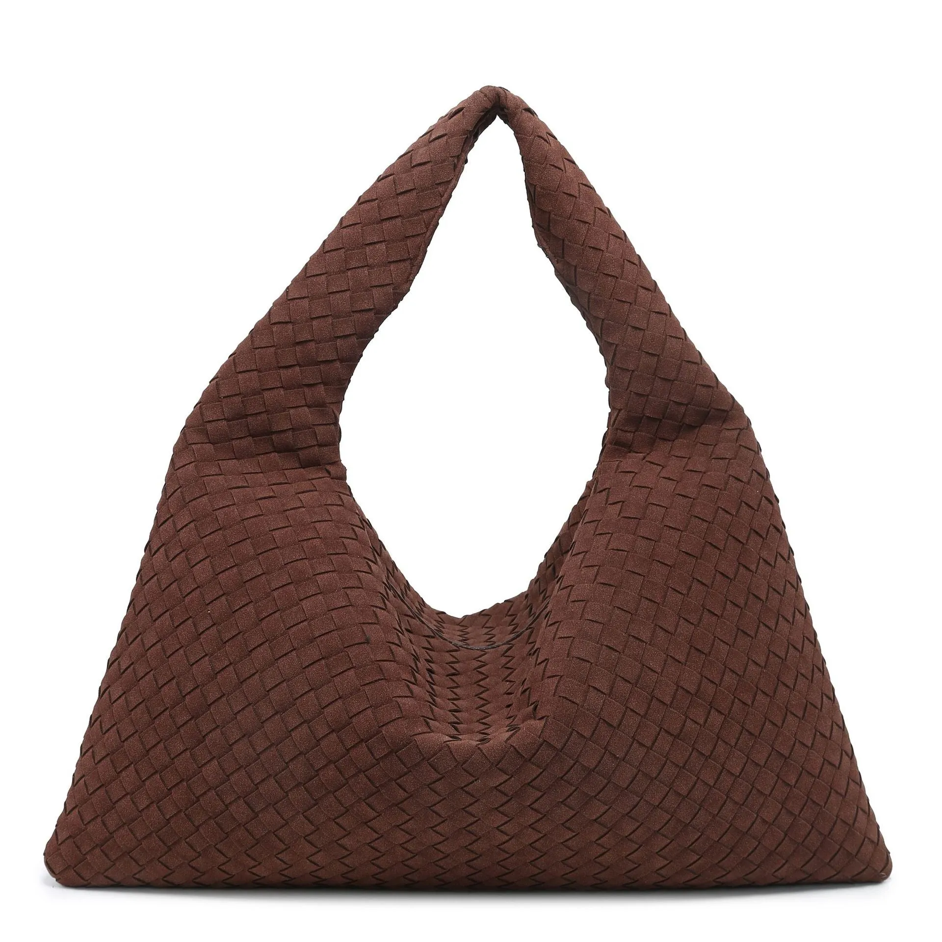Handmade Suede Woven Solid Color Large Capacity Shoulder Bag Bag Women Simple Casual