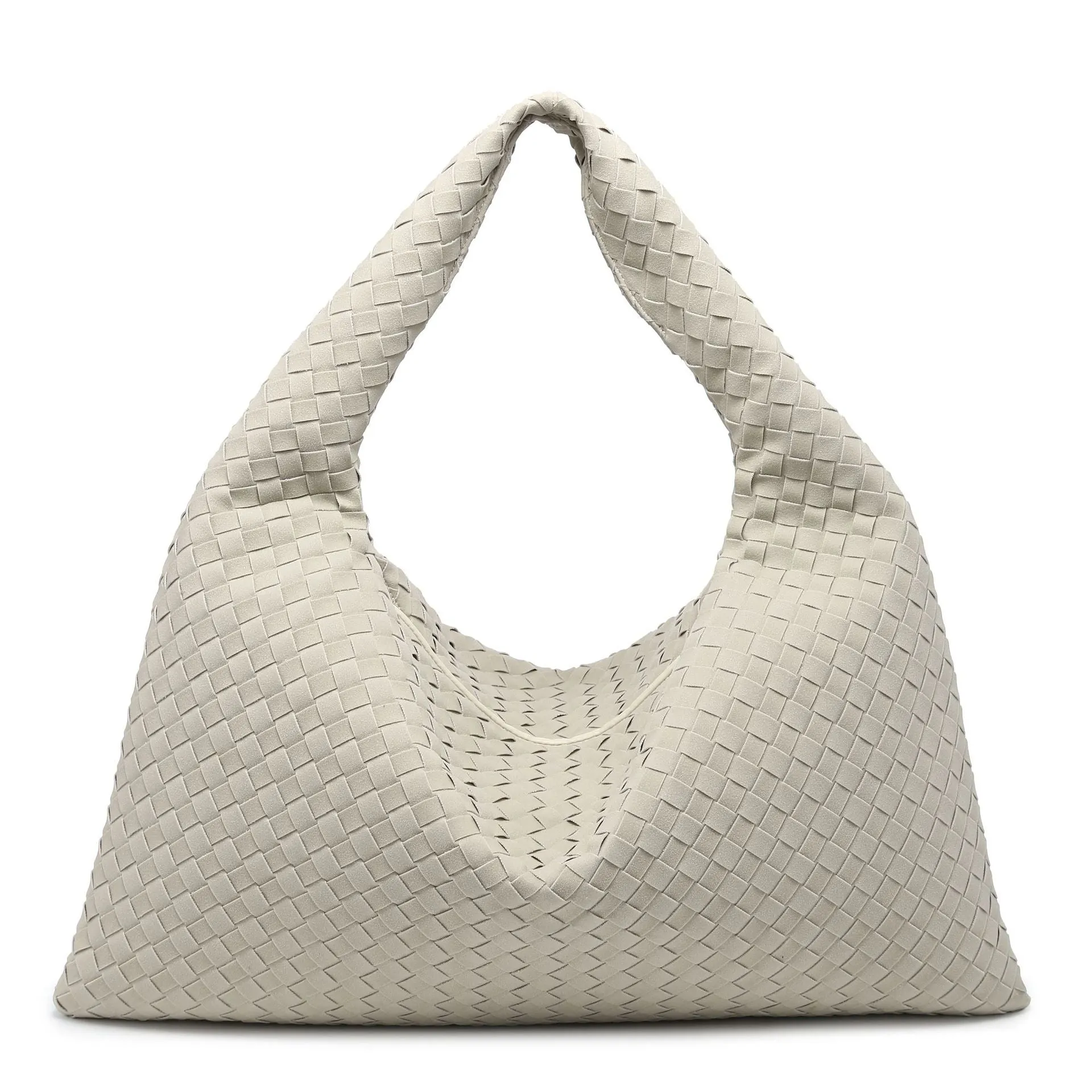 Handmade Suede Woven Solid Color Large Capacity Shoulder Bag Bag Women Simple Casual