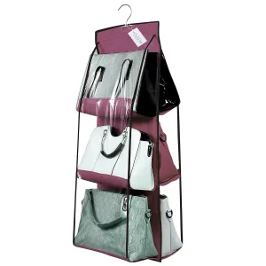 Hanging Handbag Organizer for Women’s Closet Storage (Maroon, 90x35x35cm)