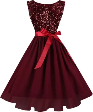 Hanpceirs Women's Boatneck Sleeveless Prom Wedding Guest Bridesmaid Dresses Cocktail Dress