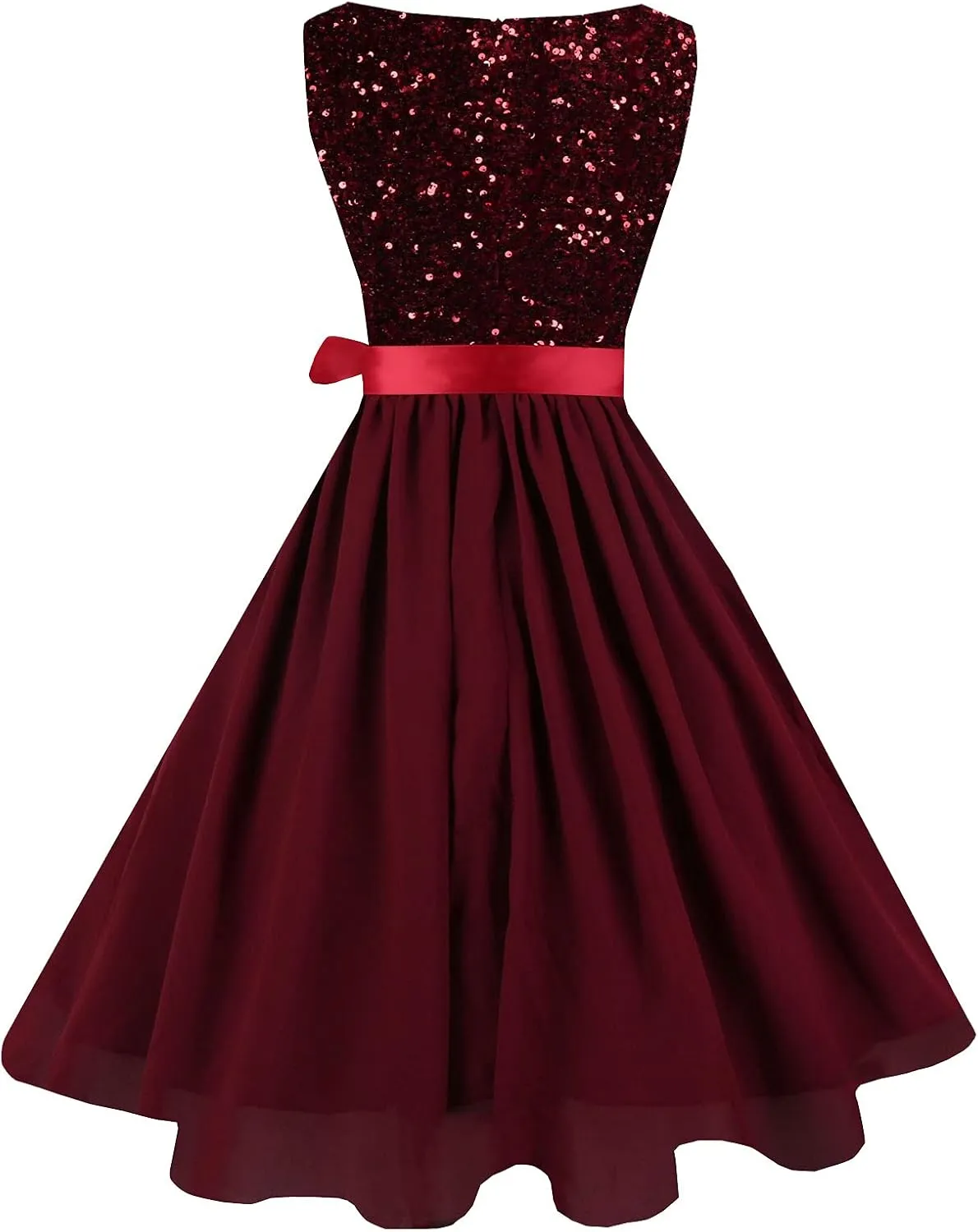 Hanpceirs Women's Boatneck Sleeveless Prom Wedding Guest Bridesmaid Dresses Cocktail Dress