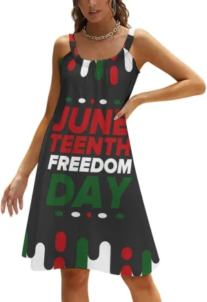 Happy Juneteenth Day Freedom 1865 Dress for Women Sleeveless Tshirt Party Beach Work Dresses