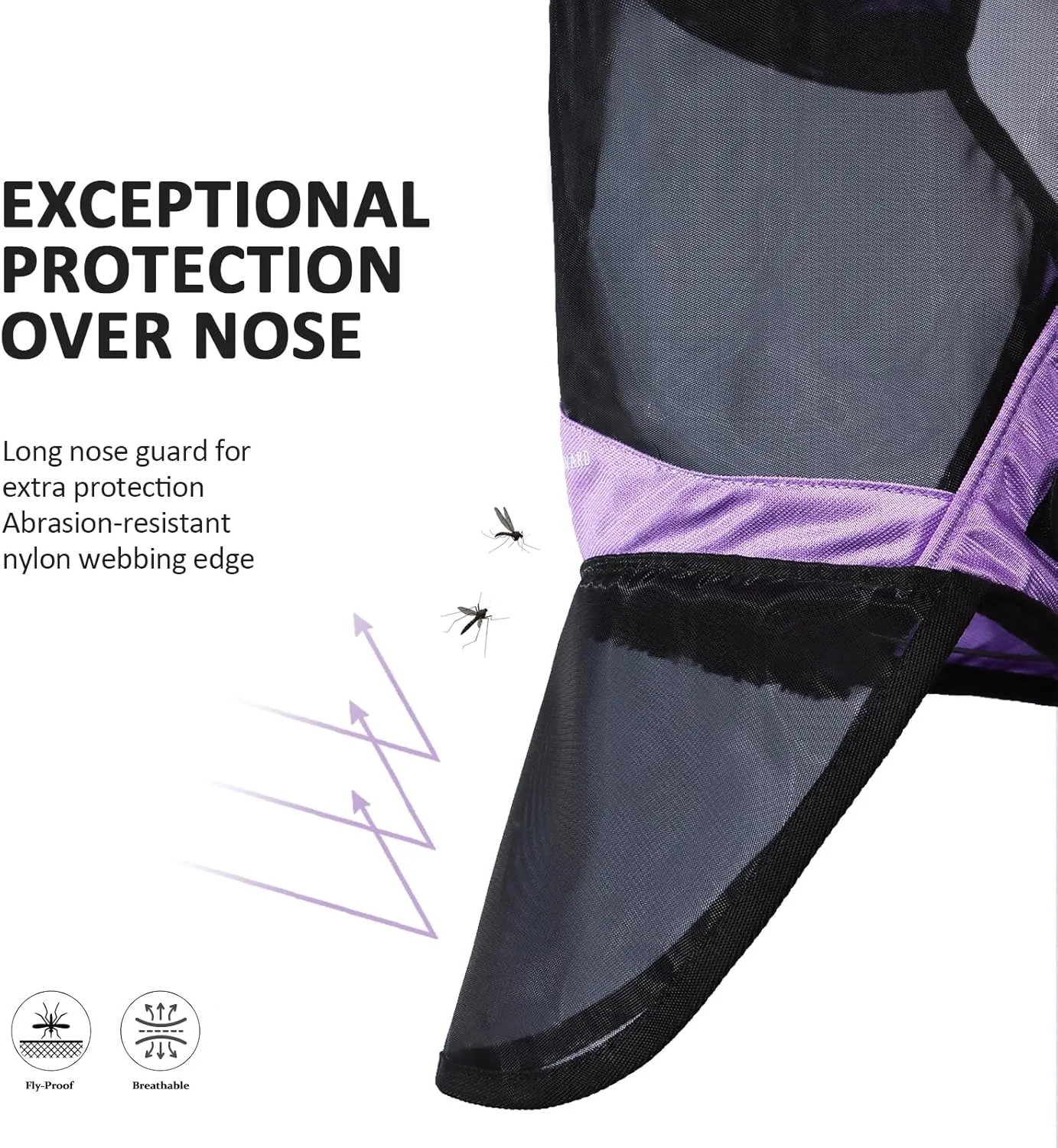 Harrison Howard Pro Luminous Horse Full Face Fly Mask Large Eye Space Long Nose with Ears UV Protection for Horse Gentle Lavendar M