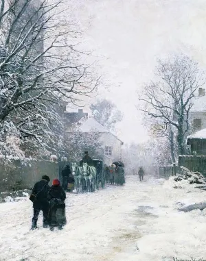 HDARTiTi Famous Classic Print Art Artwork Decor View of a Street on the Outskirts of Winter by Anders Anderson-lundby Oil Painting for Home Decor 60x90cm