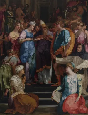 HDARTiTi Vintage Canvas Print Poster Print Artwork the Marriage of the Virgin Pala Ginori by Rosso Fiorentino Wall Art On Canvas for Office Decor 60x90cm