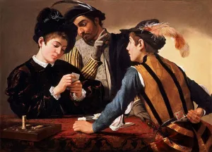 HDARTiTi Vintage Classic Print Art Artwork Decor the Cardsharps by Merisi Caravaggio Oil Painting for Office Decor 60x90cm