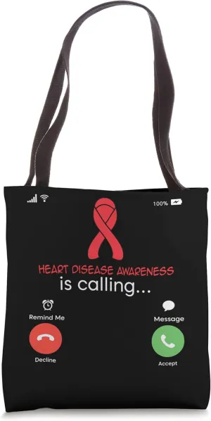 Heart Disease Awareness Red Ribbon Heart Attack Survivor Tote Bag