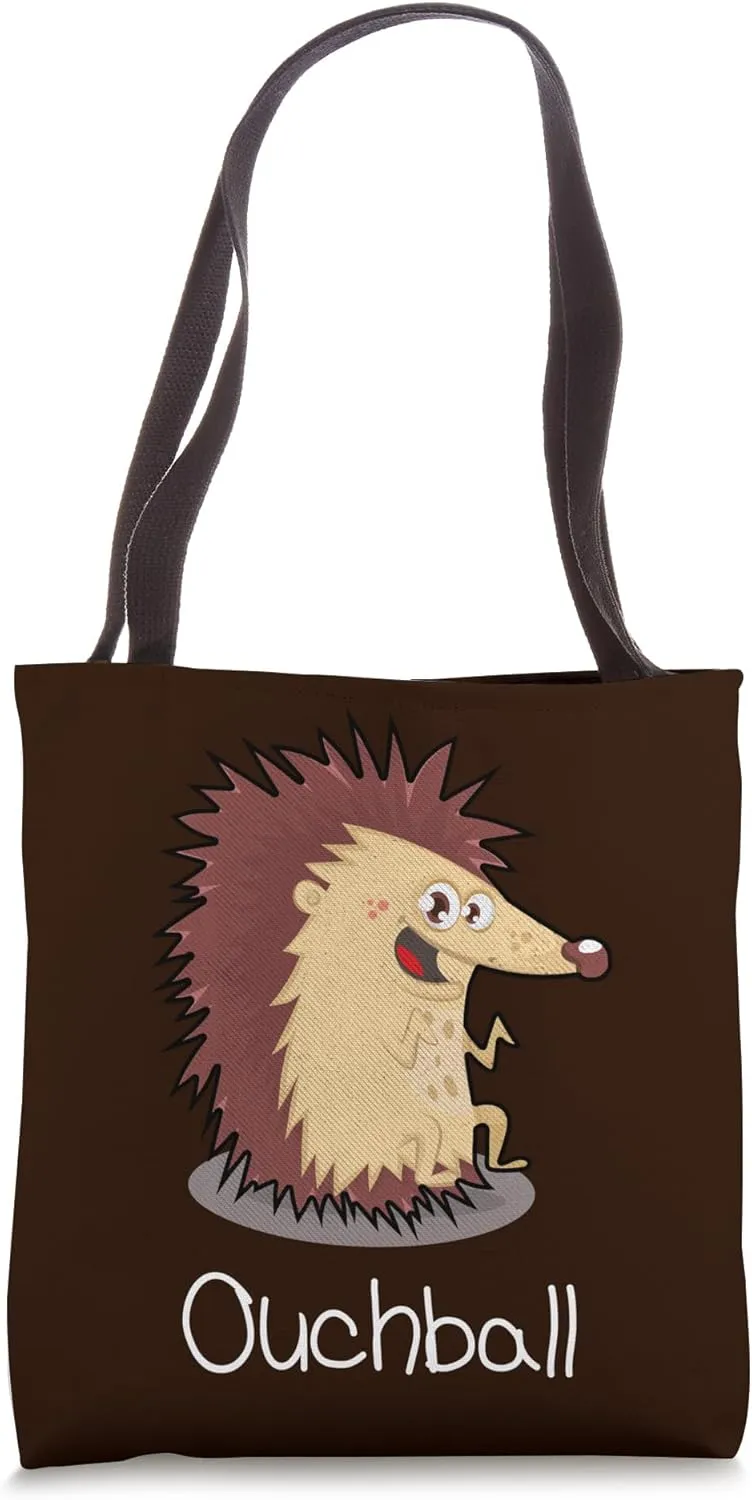 Hedgehog Ouch Ball Print Funny Hedgehog Tote Bag