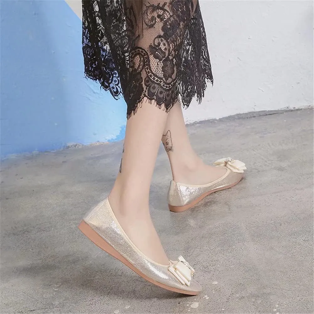 Hee grand Women Foldable Ballet Flats Bling Rhinestones Soft Leather Pointy Toe Flats Sparkle Wedding Dress Shoes Comfort Slip on Loafers Big Size