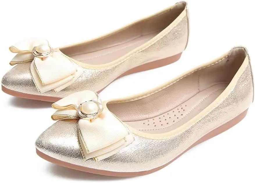 Hee grand Women Foldable Ballet Flats Bling Rhinestones Soft Leather Pointy Toe Flats Sparkle Wedding Dress Shoes Comfort Slip on Loafers Big Size