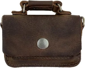 Hide & Drink, Leather Mini Briefcase Card Holder, Holds Up to 10 Cards Plus Folded Bills, Case, Cash Organizer, Accessories, Handmade (Bourbon Brown)