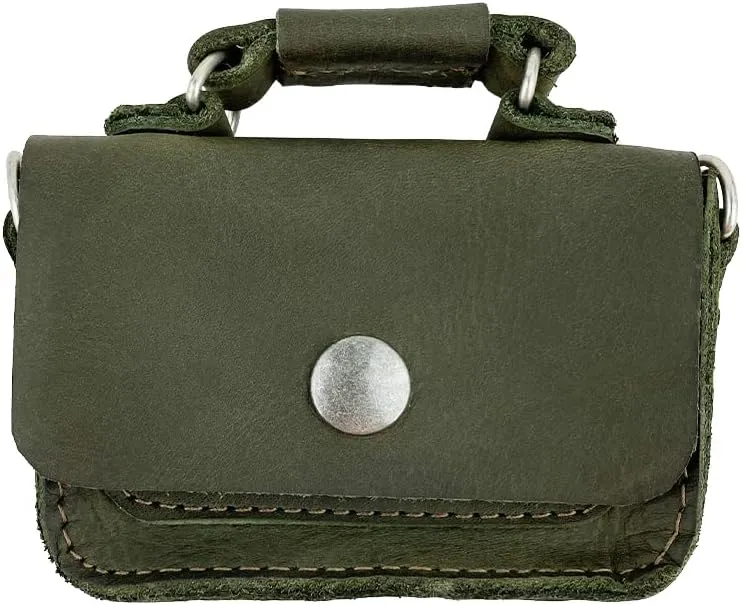 Hide & Drink, Leather Mini Briefcase Card Holder, Holds Up to 10 Cards Plus Folded Bills, Case, Cash Organizer, Accessories, Handmade Includes 101 Year Warranty (Dark Jade)