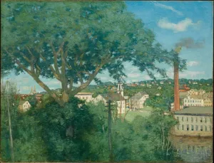 Historic Pictoric Art Print : Julian Alden Weir - The Factory Village : Vintage Wall Décor : 14in x 11in
