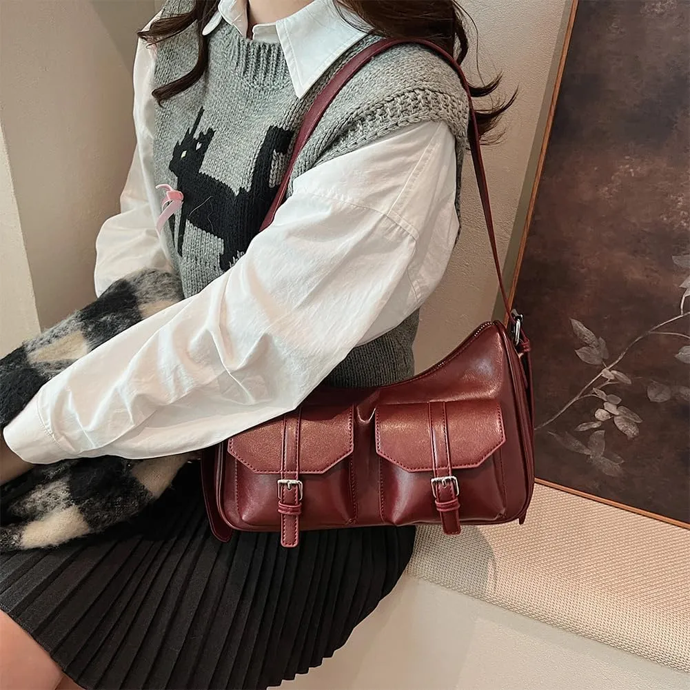 Hobo Bags for Women, Y2k Purse Crescent Shoulder Bag Purse Multi-pocket Crossbody Bag Handbag for Work Travel