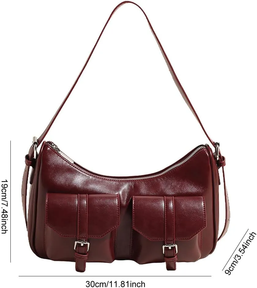 Hobo Bags for Women, Y2k Purse Crescent Shoulder Bag Purse Multi-pocket Crossbody Bag Handbag for Work Travel