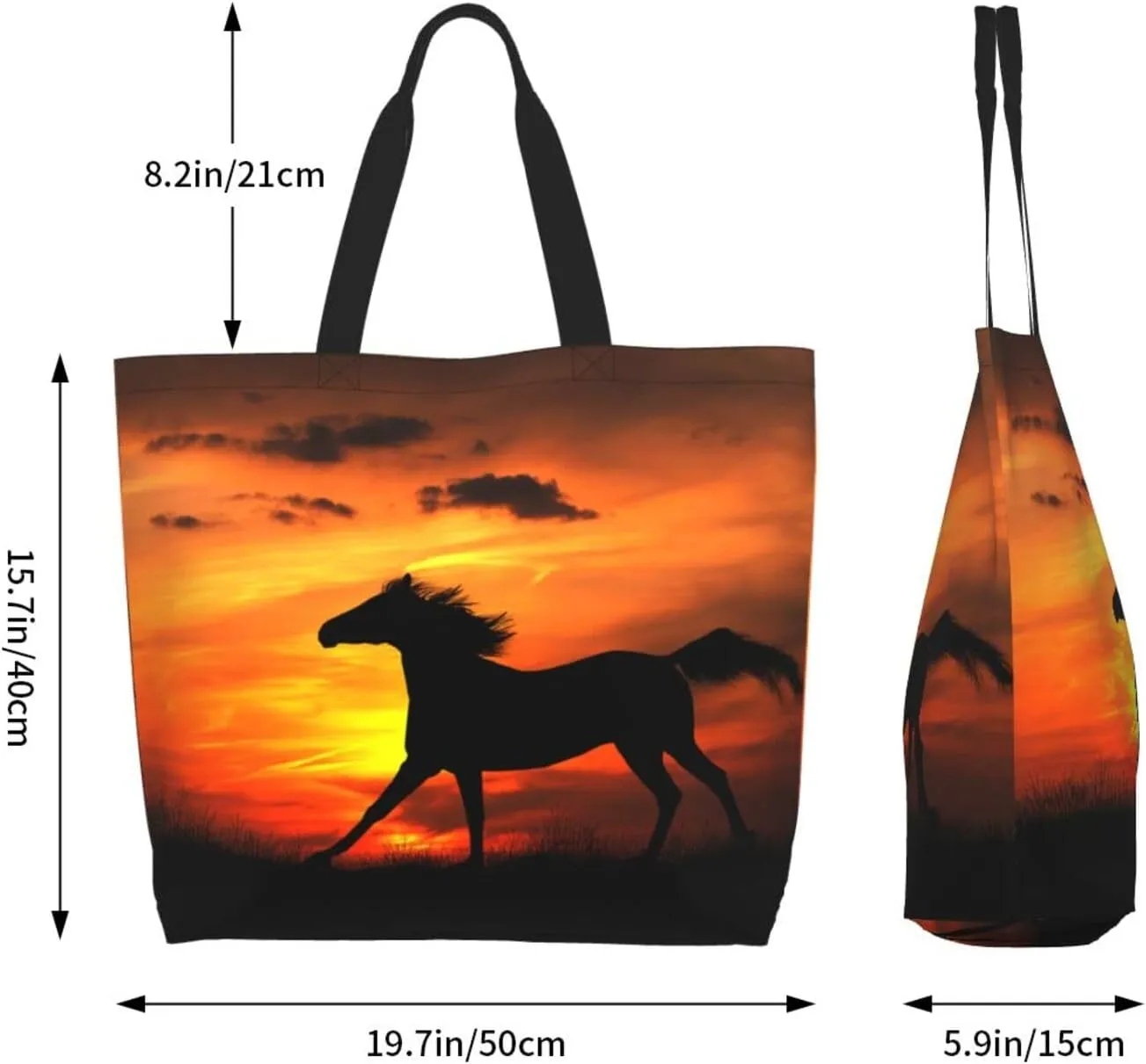 Horse Race Cool Tote Bag Beach Bag Large Capacity Grocery Bag Reusable Shopping bags for Women