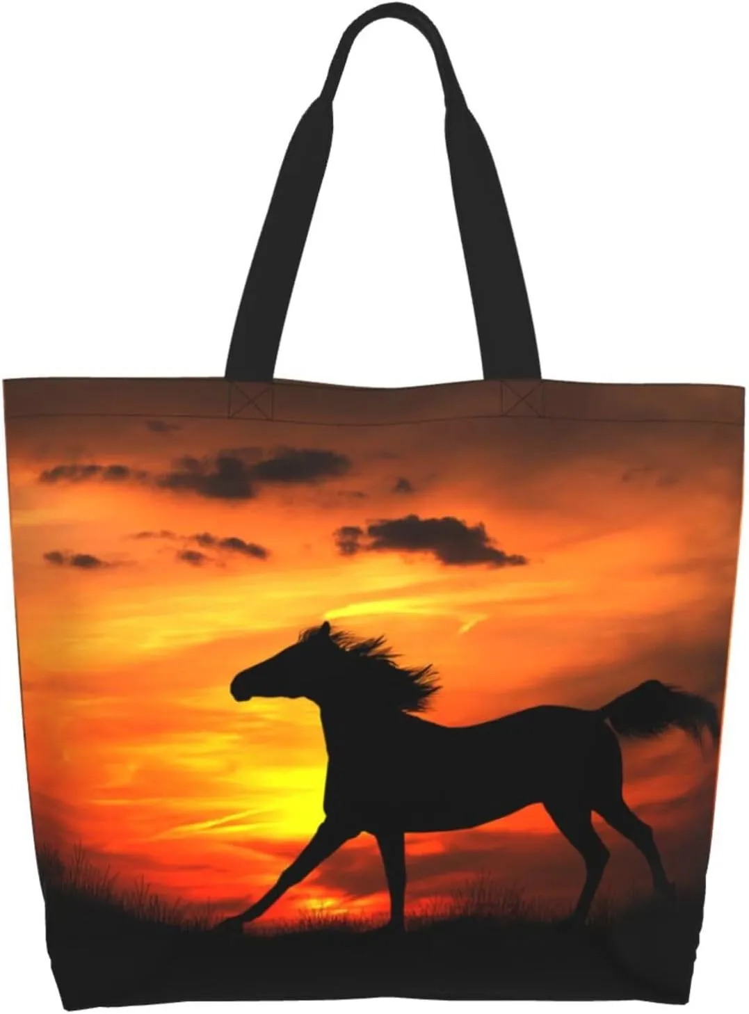 Horse Race Cool Tote Bag Beach Bag Large Capacity Grocery Bag Reusable Shopping bags for Women